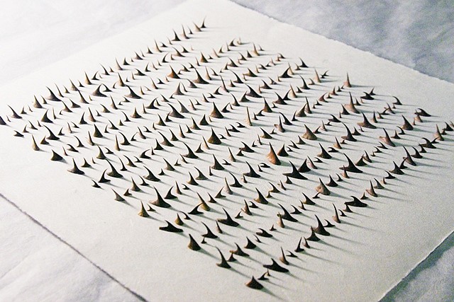 Cui Fei
Read by Touch, 2005 - 2006
thorns on rice paper, 9 1/4 x 10 3/4 in.
11 pages