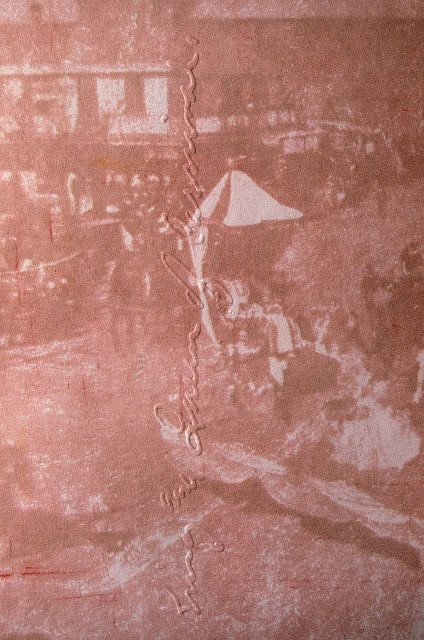 Ann Holcomb
King and Queen of Carnival, 1996
gum bichromate print, blind embossed with chinecoll�, 9 x 12 inches on 30 x 22.5 inch ground