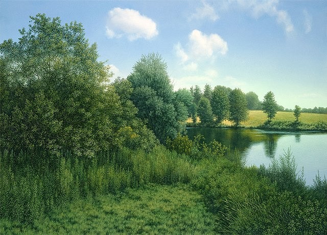 Timothy Arzt
The Pond at Hillstead, 2002
oil on panel, 18 1/2 x 25 1/2 in.