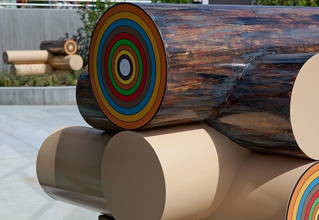 Jenny Heishman
Cabin Corners (detail), 2010
aluminum, urethane epoxy paint, concrete, Approximate dimensions for each unit: H 5'5, W 6', D 6'6