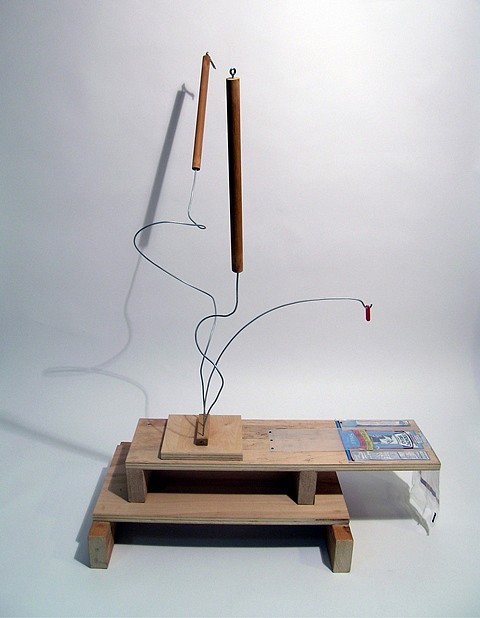 B Wurtz
Untitled, 2010
wood, wire, hook and eye, plastic bag fasteners, plastic bags, nails, 48 x 22 x 30 in.