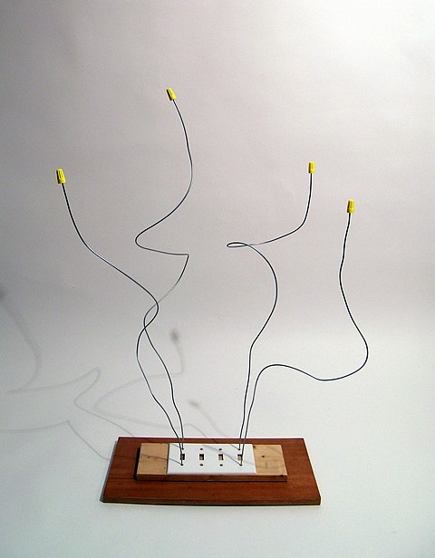 B Wurtz
Untitled, 2010
wood, wire, plastic light switch plate, screws, plastic wire caps, 34 1/2 x 23 x 15 in.