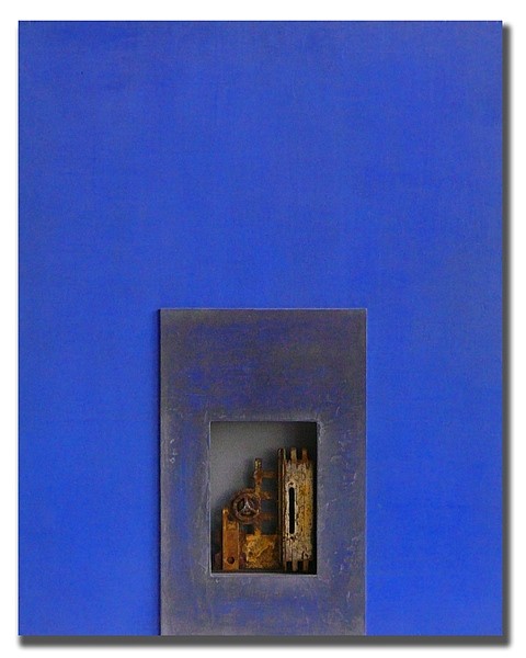 Mauricio Morillas
Cool Blue with Metal, 2010
mixed media with acrylic and metal on wood, 20 x 16 in.