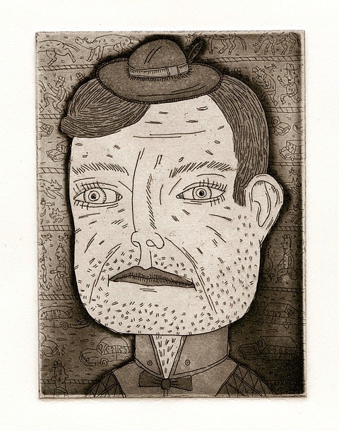 Nora Krug
Tom Ripley, 2010
etchings, 4 x 6 in.
Etching based on Patricia Highsmith's Tom Ripley Series