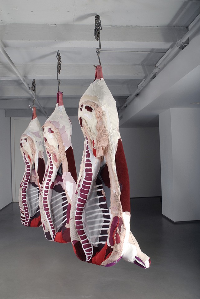 Tamara Kostianovsky
Abacus, 2008
clothing belonging to the artist, meat hooks, chains, 96 x 36 x 45 in.
Photo Credit: Sol Aramendi
