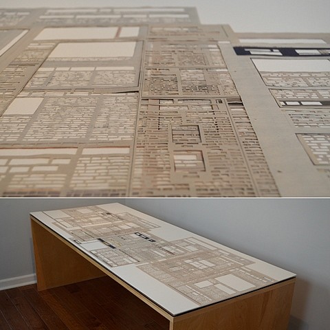 Skye Gilkerson
Citizens and Pioneers, 2011
hand-cut newspaper page from each place the artist has lived, dimensions variable