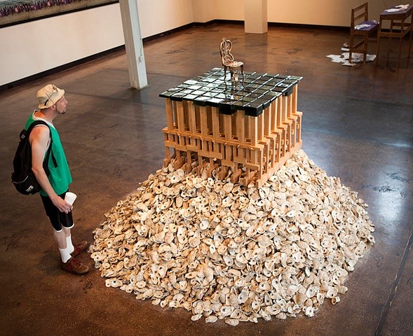 Christopher Saucedo
New Orleans, 2010
oyster shells, wood, glass and bronze, 120 x 120 x 82 in.
