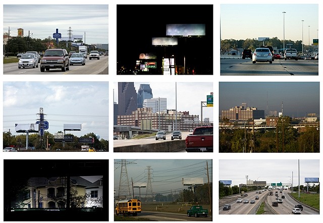 Karyn Olivier
Inbound Houston, 2009
Photographs installed on billboards
Thirteen billboard "advertisements" along a commuter freeway in Houston, TX
