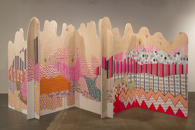 Julie Alpert
Folding Screen, 2013
paint and collage on maple, 13'x3'x6'