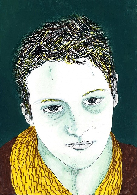 Grit Hachmeister
Sarah, from the series 48 Portraits, 2012
oil and ink on paper, 8 x 12 in.