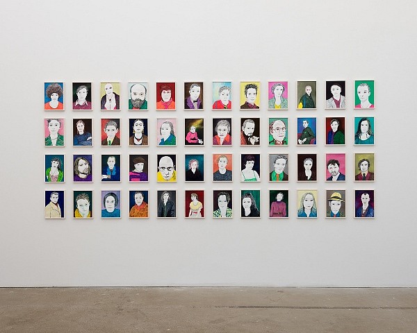 Grit Hachmeister
48 Portraits, installation view, 2012
oil and ink on paper, 147 x 59 in.