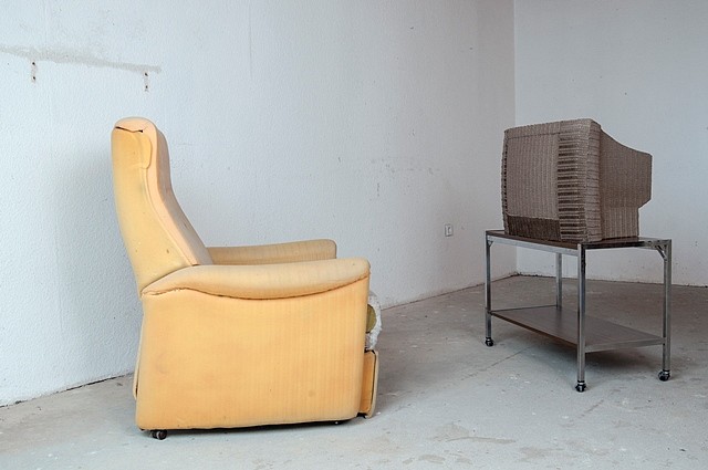 Andreas Sell
Panic Attack Antidepressant Household Clearance 9, 2013
tv, armchair, table, 51 x 98 x 32 in.