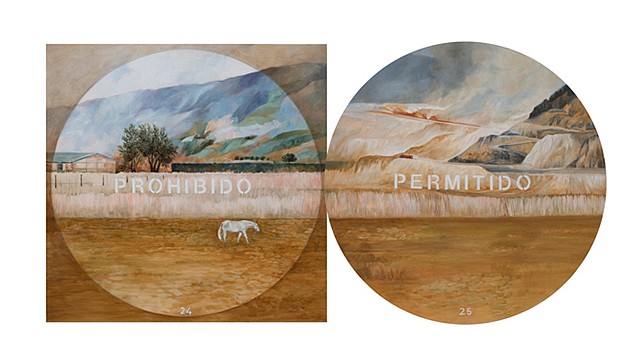 Lydia Rubio
Prohibido y Permitido (Forbidden and Allowed), 2014
oil on panel, Diptych.  Each 29.5 x 29.5 x 1.5 inches