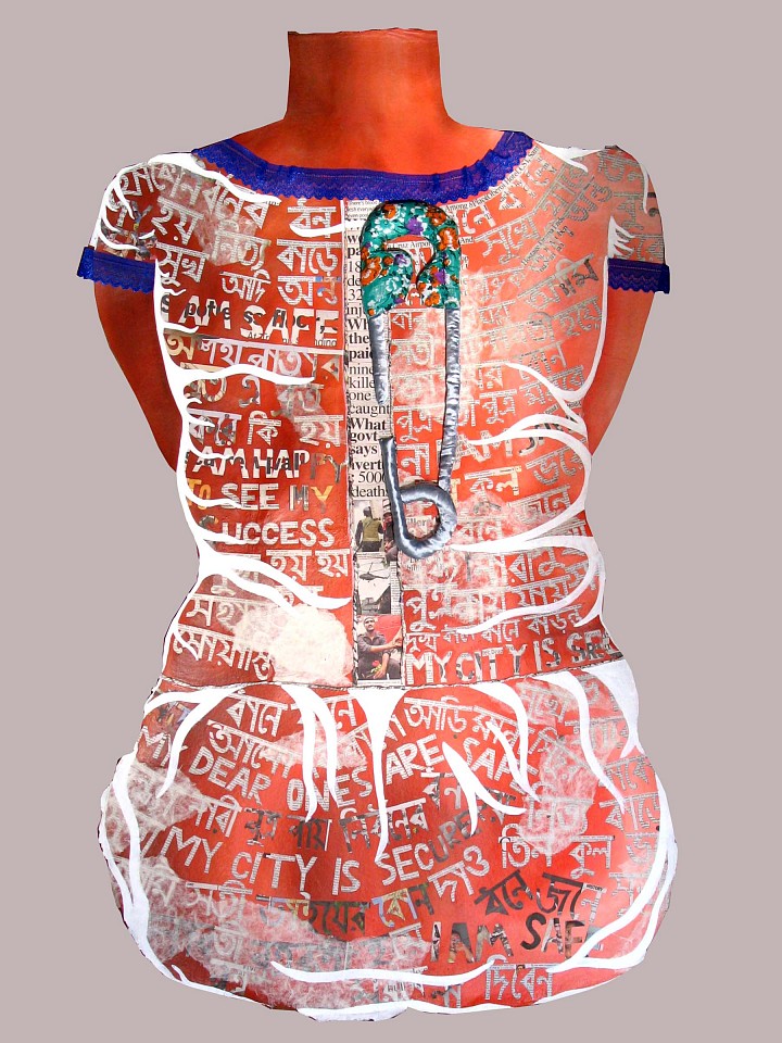 Rima Kundu
Fear Within, 2007
Stitched staffed cloth, acrylic, news paper & lace, 26 x 60 in.