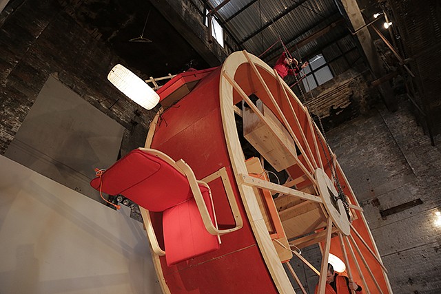 Shelley Ward and Alex Schweder
In Orbit (photo credit Double Cyclops), 2014
wood, steel, household items, 25 x 25 x4 feet