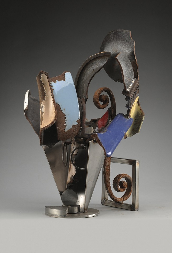 Robert Hudson
Cone Mask, 2012
steel, stainless steel, shards of enameled cast iron, 26 x 23 x 17 in.
