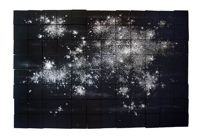 Bethany Collins
(Unrelated) II, White Noise series, 2013
chalk and charcoal on chalkboard panel, 48 x 72 x 2 in.