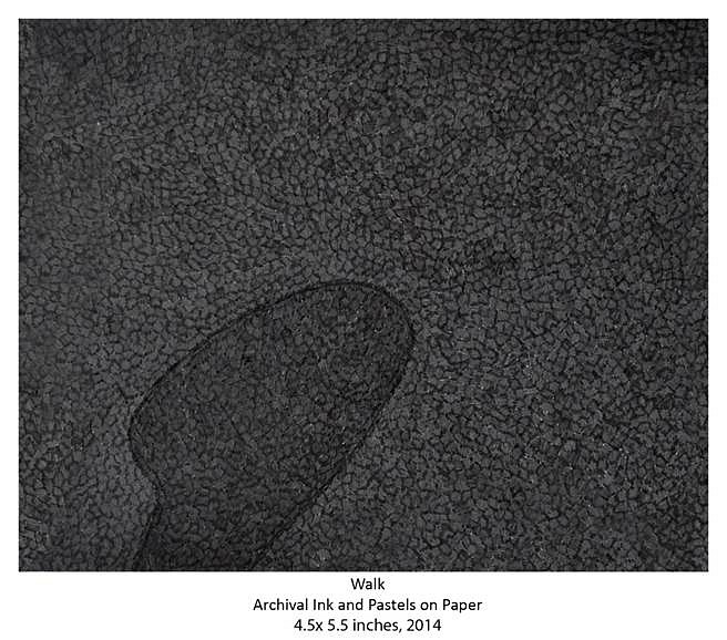 Priyanka Govil
Walk, 2014
archival ink and pastels on paper, 4 1/2 x 5 1/2 in.