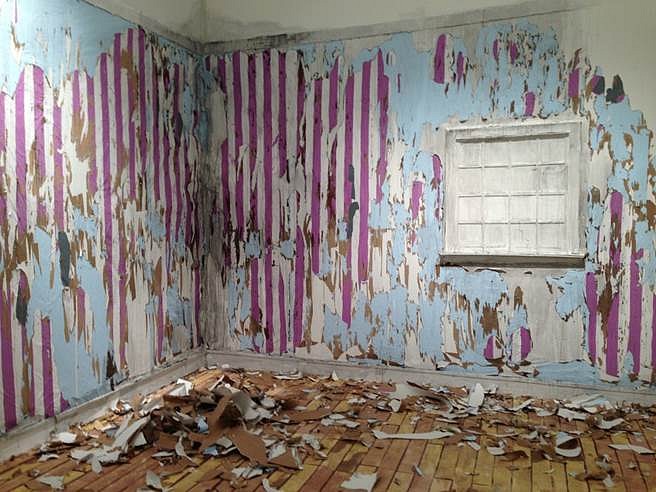 Valerie Hegarty
Parents' Bedroom, 2014
paper, latex and acrylic paint, foamcore, wallpaper paste, Tyvek, staples, 11 x 14 x 14 in.
