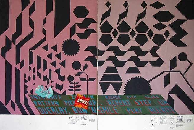 Michelle Weinberg
Intricate Pattern Overlay (diptych), 2014
gouache and rubber stamps on paper, 40 x 60 in.