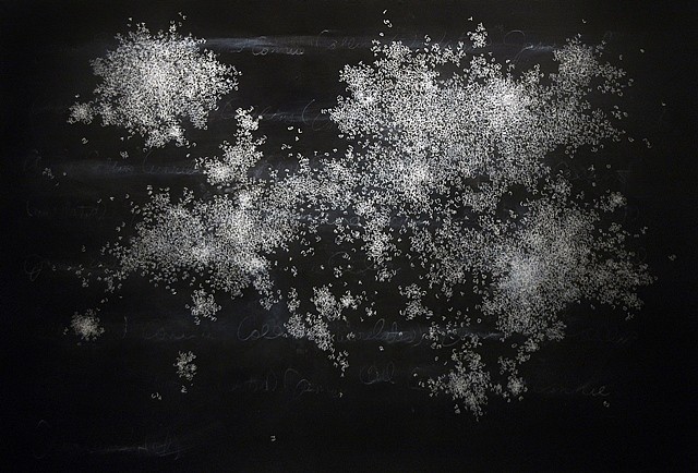 Bethany Collins
(Unrelated), White Noise series, 2012
chalk and charcoal on chalkboard panel, 48 x 72 x 2 in.