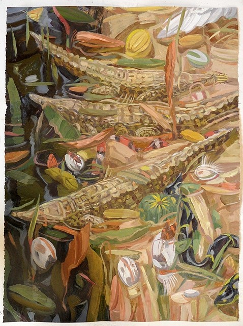 Owen Gray
Peaceful Crocodiles, 2012
oil on paper, 30 x 25 in.
