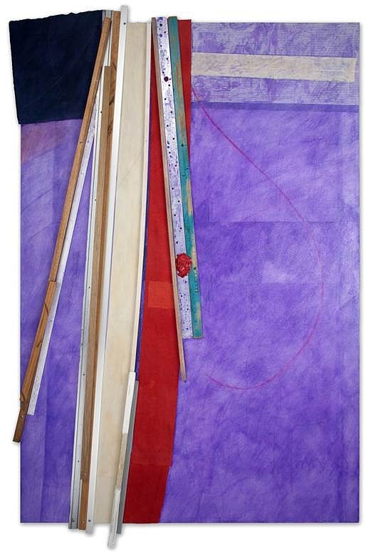 Bruce Dorfman
Purple and Purple, 2015
canvas, wood, metal, paper, fabric, pencil, acrylic, 60 x 39 x 5 in.