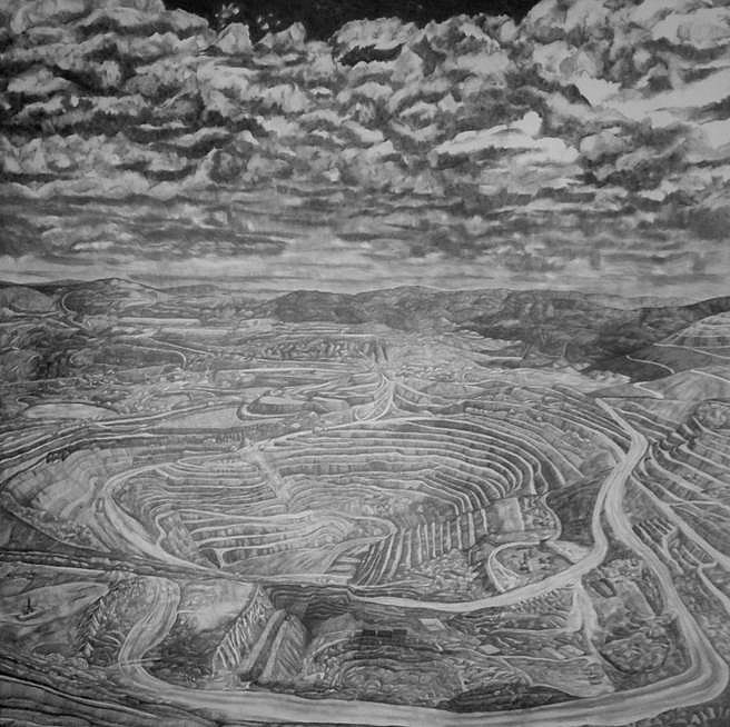 Nina Elder
Kennecott Corporation: Yanacocha Mine, Peru, 2015
graphite and rock powder on paper, 48 x 48 in.