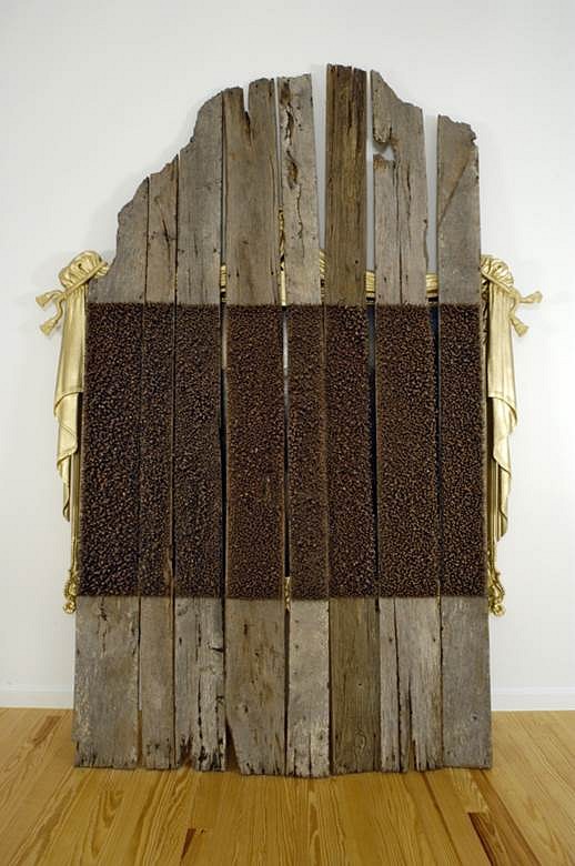 Mel Chin
Safe, 2006
oil on Belgian linen, gilded wood and plaster, weathered wood, nails, 144 x 84 x 18 in.