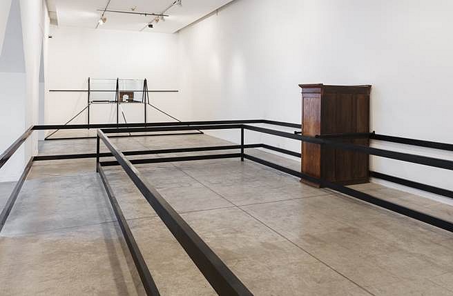 Eugenia Calvo
Fuga/Leak-Escape, 2016
closet within iron structure, 236 x 118 x 118 in.