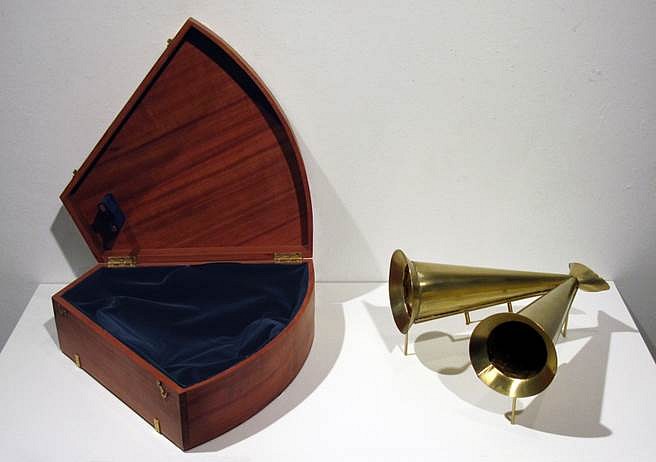 Christy Georg
Schooner Shanty Trumpet, 2009
brass, mahogany, and cotton, 46 x 23 x 23 in.