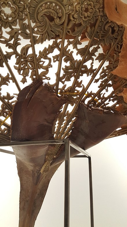 Crystal Z. Campbell
Wish You Were Here (Detail), 2017
welded steel, leather, palm frond, resin object, 4.5 x 3.5 x 3 feet