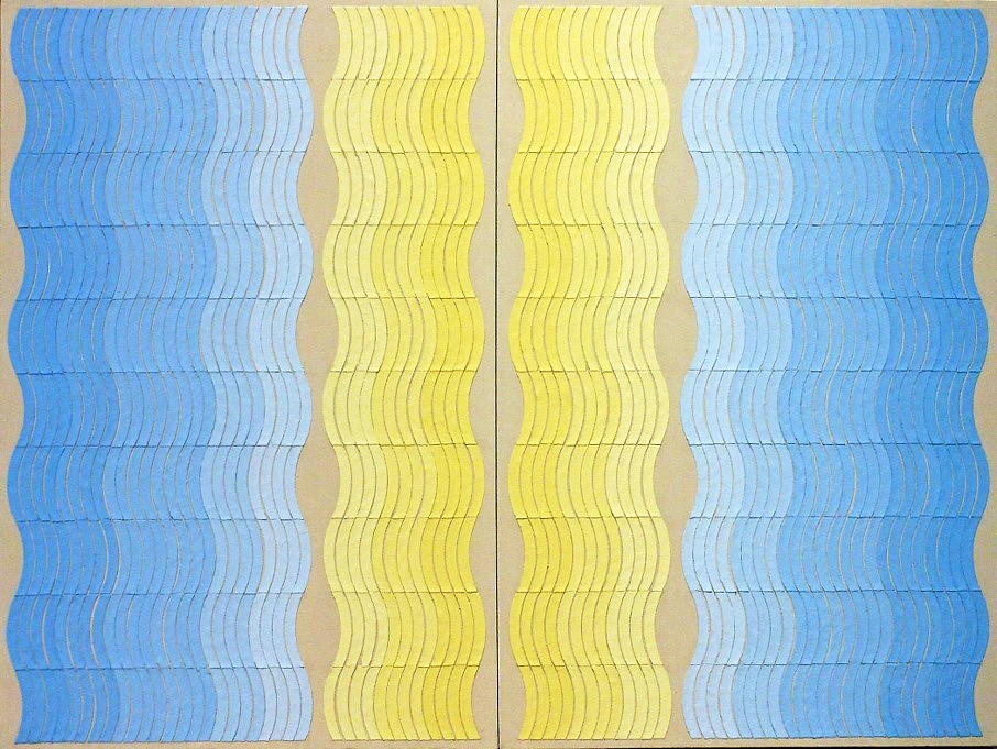 Will Holub
Cerulean Blue, Hansa Yellow and Buff Titanium, 2017
acrylic and paper on canvas, 36 x 48 in.