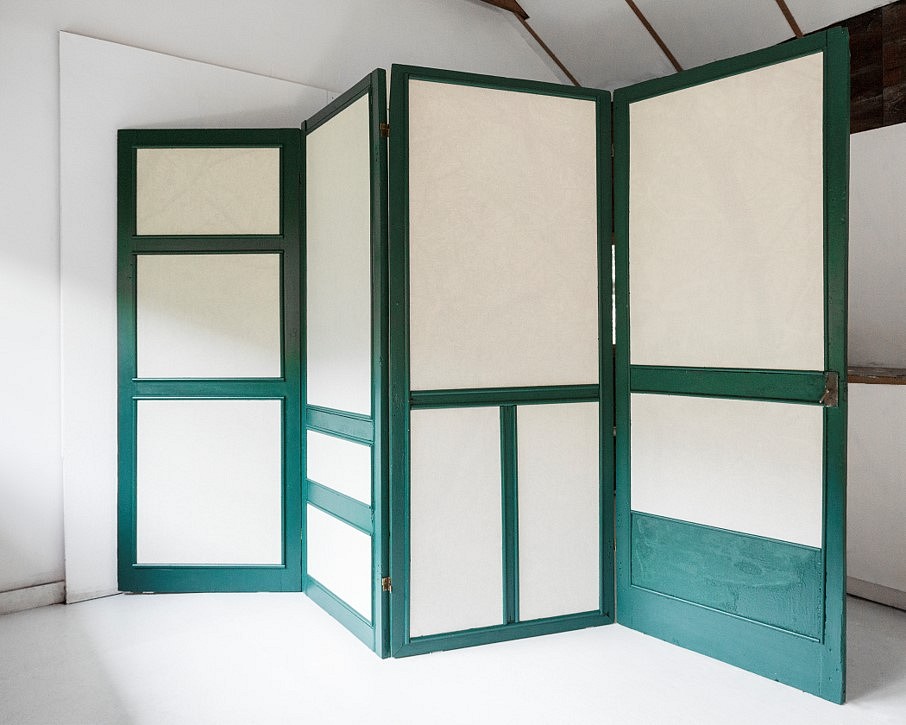 Jodie Mim Goodnough
Threshold (rear view), 2017
inkjet on silk, reclaimed doors, 144 x 78 in.