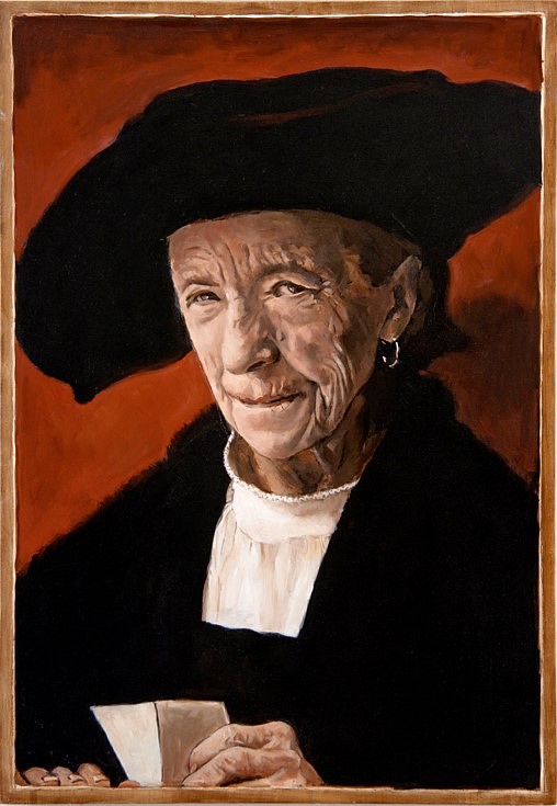 Kathleen Gilje
Portrait of Louise Bourgeois after Durers Portrait of Bernhard Van Reesen, 2012
oil on wood panel, 19 x 13 1/4 in.