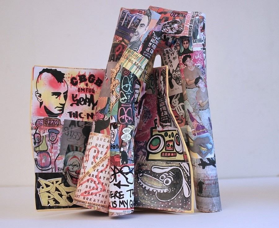 Thomas Bevan
Of the Moment, 2015
paper board, found stickers, 15 x 12 x 5 in.
