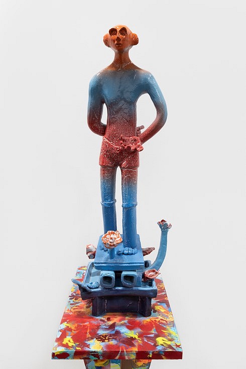 Alessandro Pessoli
Burned Angel, 2019
glazed Majolica (sculpture) oil and spray paint on cardboard on wooden base (pedestal), 45 x 14 x 16 in.
