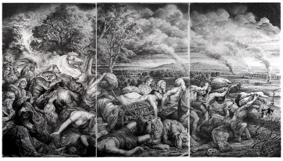 Rick Shaefer
Land Crossing, 2015
triptych, charcoal on syn. vellum mounted on wood panels, 96 x 165 in.