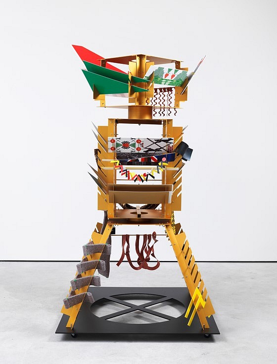 Suse Weber
Marionette Gold (in English: Gold Marionette), 2012
anodized aluminum, mixed materials, 2.73 yard x 1.2 yard x 1.31 yard