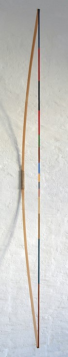 Olivier Guesselé-Garai
Where are the arrows?, 2013
oil on canvas and hessian on wood, 43.5 x 2 x 255 cm