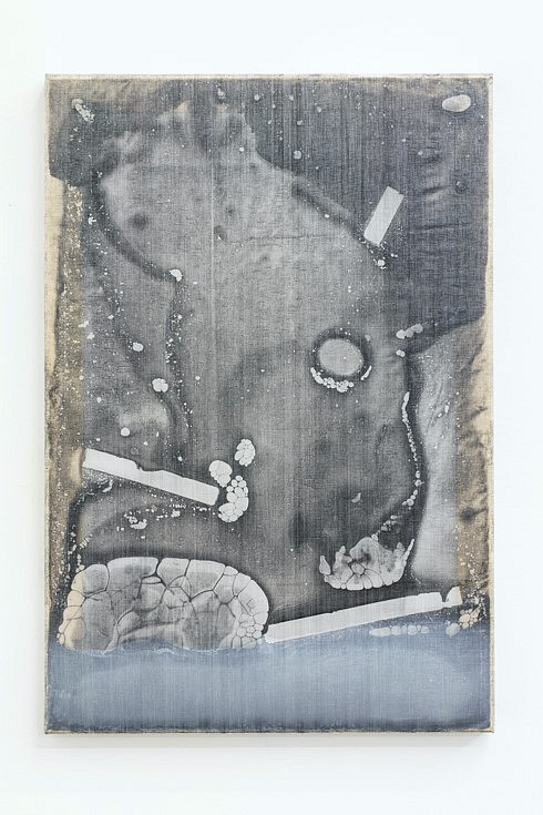 Nicola Martini
Not titled  yet, 2020
Dyneema fabric, latex gum, graphite, powder obtained from grinded works from 2012 to 2018, aluminum stretcher, 11.8 x 17.7 x .9 inches