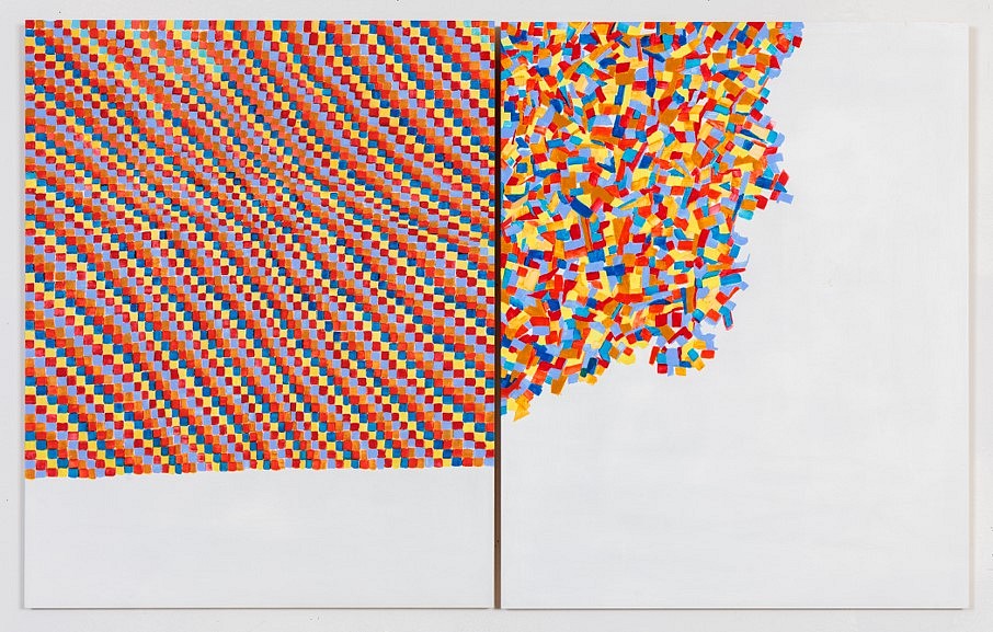 Marjorie Welish
Before After Oaths 1, 2012
acrylic on panel, diptych: 20 x 32 1/4 inches