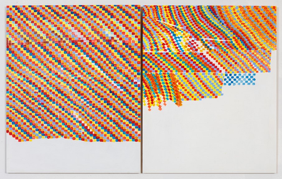 Marjorie Welish
Before After Oaths 6, 2012
acrylic on panel, diptych: 20 x 32 1/4 inches