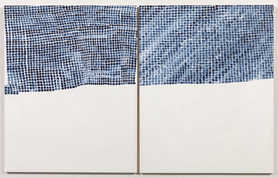 Marjorie Welish
Before After Oaths: Gray 2, 2013
acrylic on panel, diptych: 20 x 32 1/4 inches