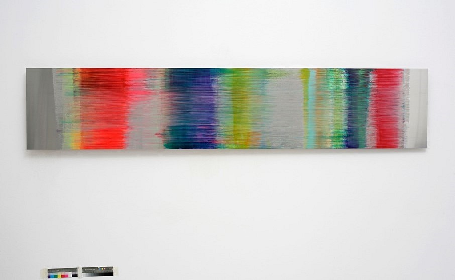 Claudia Desgranges
zeitstreifen RED/Blue, 2016
acrylic/pigments on aluminum, 19.68 x 98.42 inches