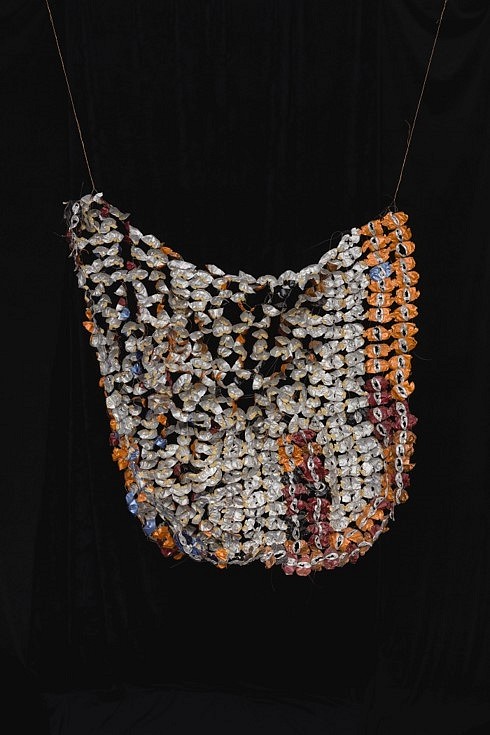 Sandra Lapage
Sharp garments for desperate shamans: PanapanÁ£ Mantle, 2020
recycled materials (aluminum), copper wire, nylon thread, staples, 38 x 39 x 9 in.