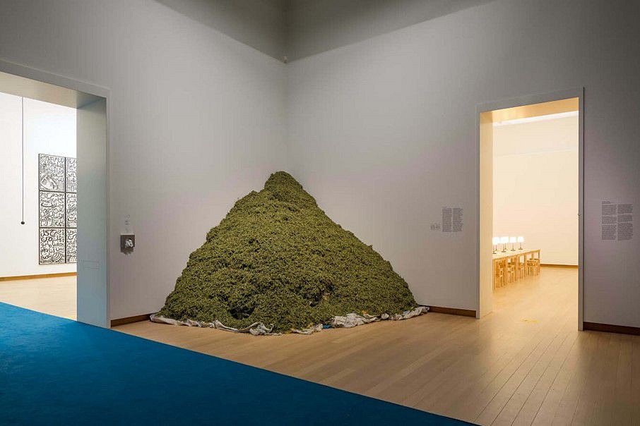 Ghita Skali
Ali Baba Express:Episode 2, 2020
, installation with verbena tea, disposable gloves, metal dispensers, plastic bags and cardboard boxes used during transportation at Stedelijk Museum - Amsterdam, 6 x 4 x 3 meters