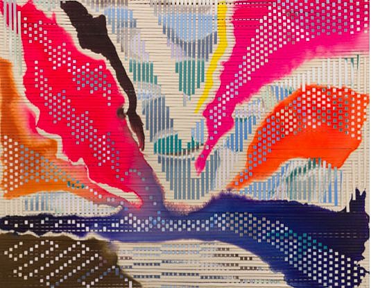 Miguel Arzabe
Te Quiero Inti, 2021
woven acrylic on canvas, 48 x 68 in.