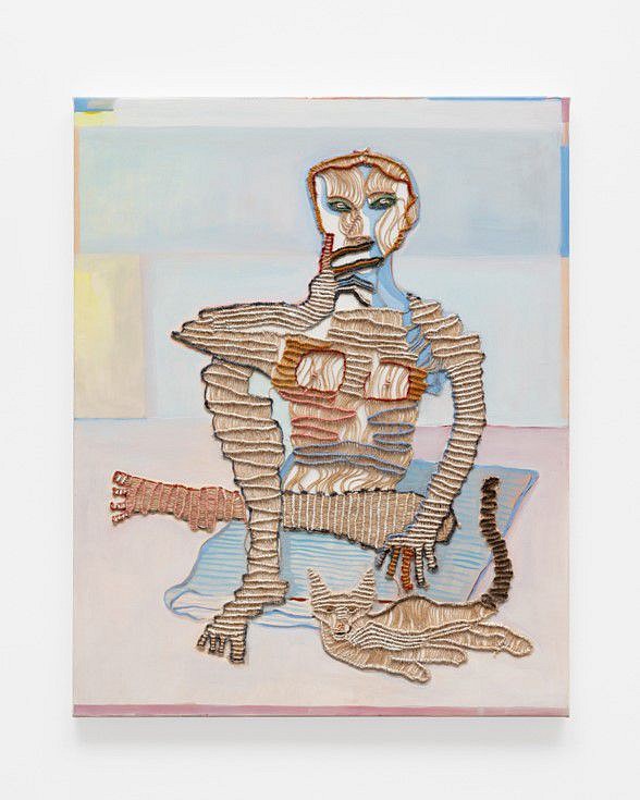 Sarah Cale
Duplexity, 2022
oil, handwoven jute on canvas, 38 x 49 in.