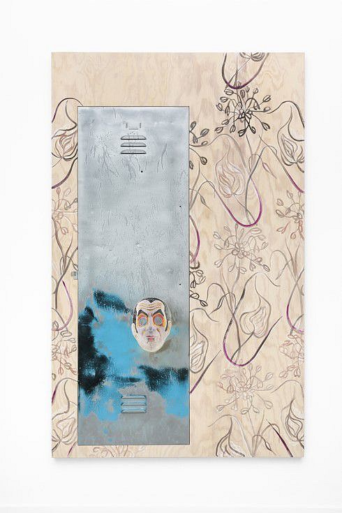 Felix Kultau
Locker of Perception #4, 2021
gesso, acrylic, gouache, digital print on wood and metal locker door, 78.7 x 49.2 x 1.9 inches